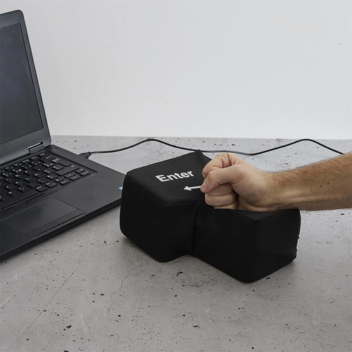 Intesi duży przycisk antystresowy klawisz Enter USB do biura, miękki gadżet komputerowy czarny