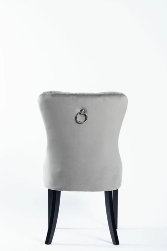 Krzesło do jadalni Lael Velvet Intesi tapicerowane welurowe szare z drewnianymi nogami