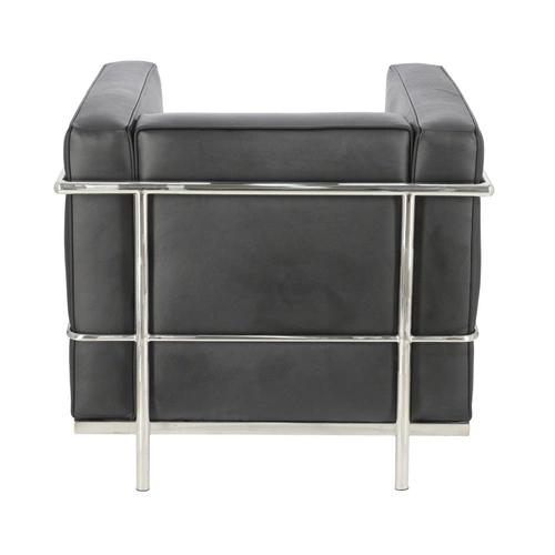 Fotel wypoczynkowy Kubik czarna skóra naturalna nowoczesny do salonu inspirowany LC2