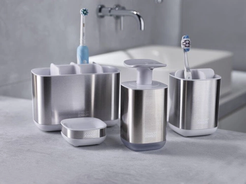 Joseph Joseph EasyStore Steel pojemnik na szczoteczki do zębów biały nowoczesny do łazienki