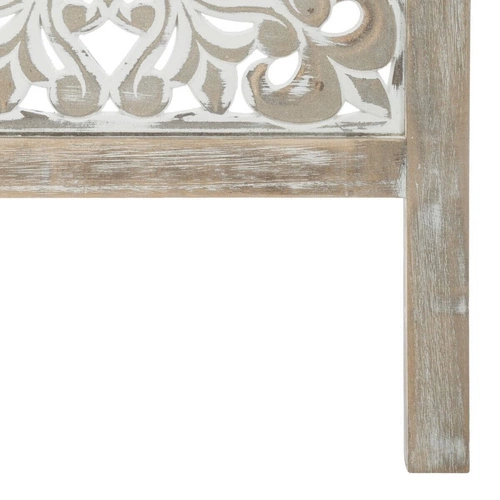 Parawan pokojowy drewniany składany Etnik biały 3-skrzydłowy do sypialni Atmosphera