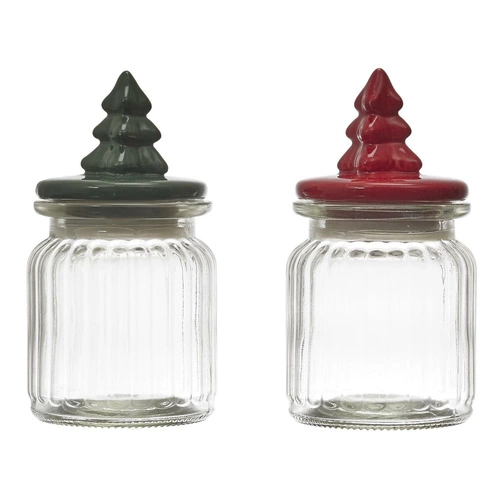 Słoik z pokrywką w kształcie choinki zielony