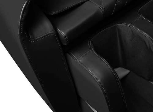 Fotel wypoczynkowy Taya czarny z funkcją masażu, podgrzewaniem i podnóżkiem do salonu ekoskóra