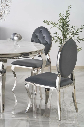 Stół okrągły szklany Munya 120 cm biały glamour do jadalni i salonu nowoczesny Intesi