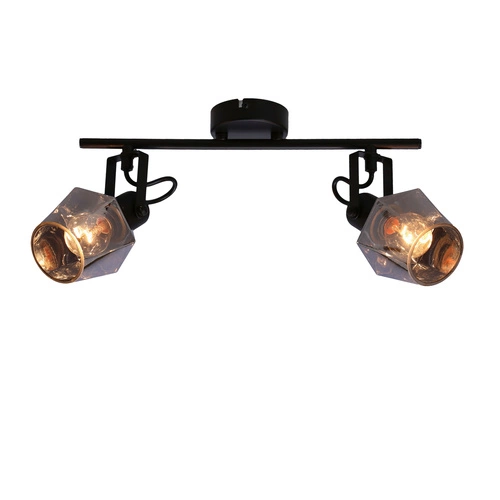 Lampa sufitowa Randi listwa czarny matowy 2x15W E14 klosz dymiony