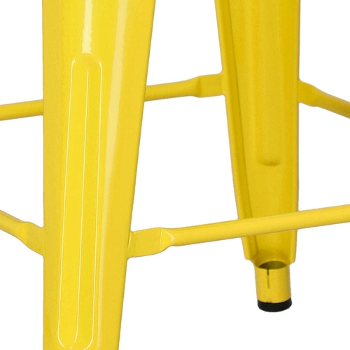 Hoker Paris 66 cm żółty metalowy bez oparcia industrialny do wyspy kuchennej inspirowany Tolix