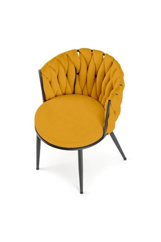 Krzesło tapicerowane Wendy do jadalni i salonu musztardowe nowoczesne na czarnych nogach Intesi