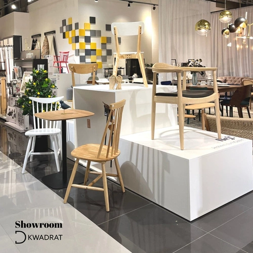 Stół okrągły do jadalni Mizo 60 cm fornir dębowy czarna noga nowoczesny Intesi