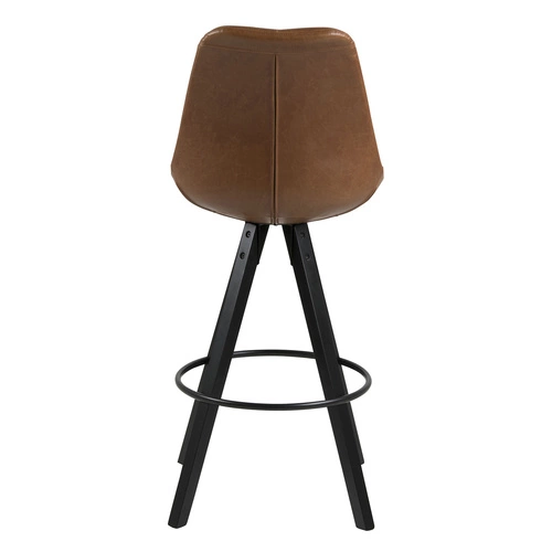 Hoker Dima Brandy z oparciem do kuchni i wyspy, tapicerowany skórą ekologiczną na drewnianych nogach