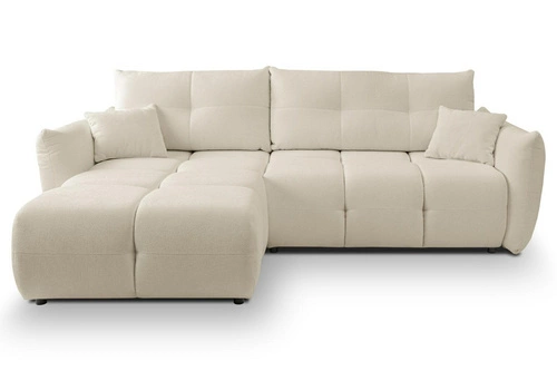 Narożnik z funkcją spania lewy beżowy Bode do salonu z pojemnikiem nowoczesny Intesi