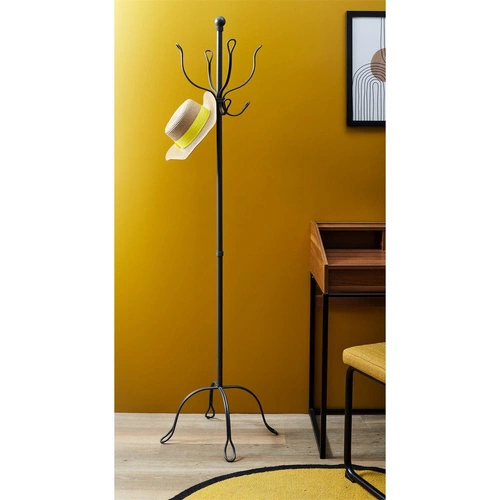 Wieszak stojący metalowy Loop szary do przedpokoju vintage na kurtki i torebki 170 cm