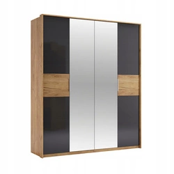 Szafa Matle 4 drzwi z lustrem dąb/szary