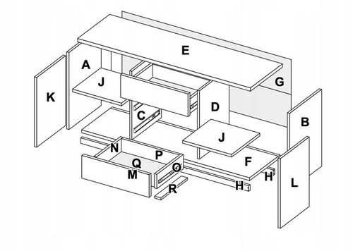 Komoda Tissa 200 cm biała z szufladami nowoczesna do salonu i sypialni dąb