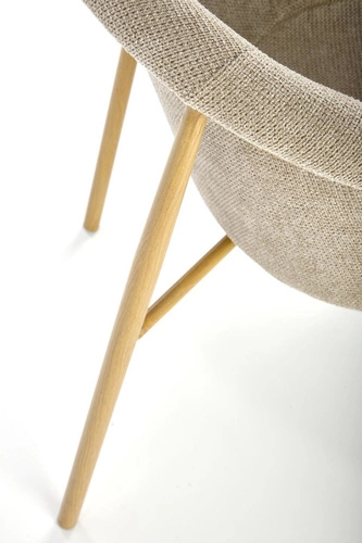 Krzesło tapicerowane Mathilde beżowe z podłokietnikami do jadalni nowoczesne Intesi