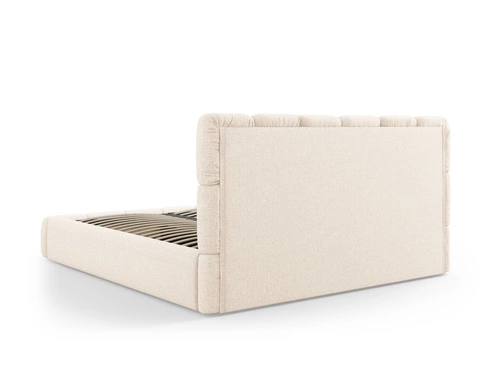 Łóżko tapicerowane Bellis beżowe 160x200 z pojemnikiem i stelażem do sypialni