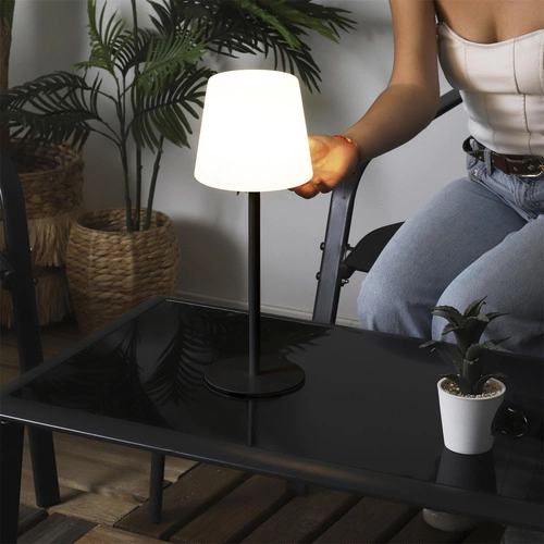 Nowoczesna lampa stołowa LED Intesi czarna z USB i regulacją do salonu i sypialni