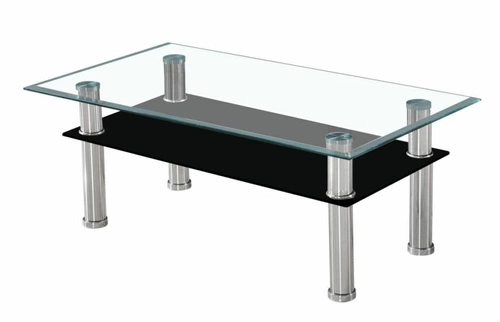 Stolik kawowy Swan szklany prostokątny z półką nowoczesny loftowy do salonu 103x63 cm