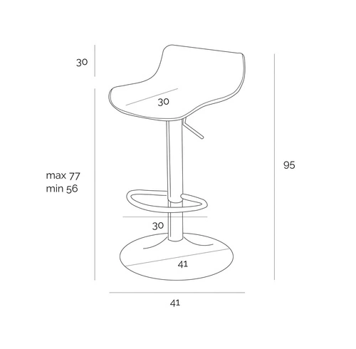 Hoker regulowany z oparciem Simplet Bar One szary mat obrotowy nowoczesny do kuchni