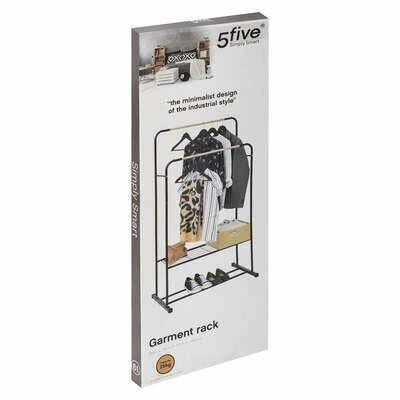 Artemis nowoczesny wieszak stojący do przedpokoju podwójny czarny metal z półką 5five