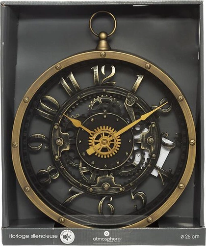 Zegar ścienny industrialny Meca Atmosphera postarzałe złoto Ø 27 cm do salonu lub biura