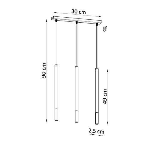 Lampa wisząca Mozaica 3-punktowa czarna chrom nowoczesna do salonu lub nad wyspę