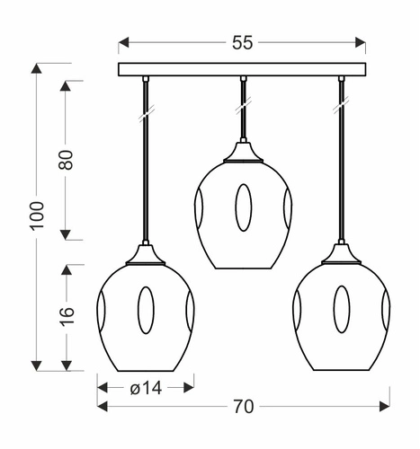 Lampa wisząca Aspa nowoczesna szklana 3-punktowa brązowa do salonu i jadalni