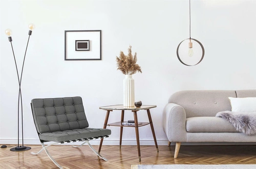 Fotel wypoczynkowy BA1 inspirowany Barcelona do salonu glamour tkanina antracyt chrom