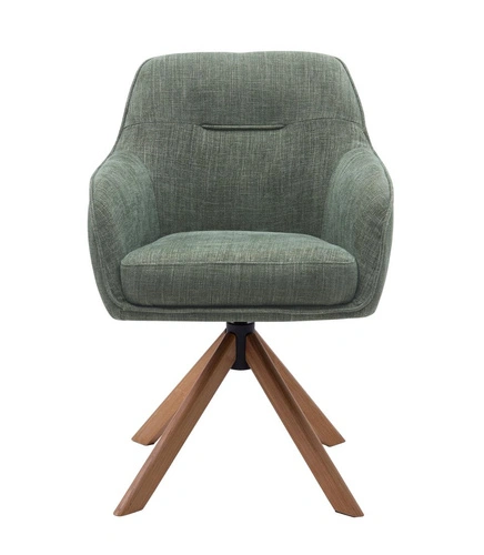 Krzesło tapicerowane obrotowe Avola do jadalni zielone dąb