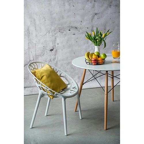 Stół okrągły do kuchni i jadalni Intesi DTW 100 cm biały blat drewniane nogi skandynawski