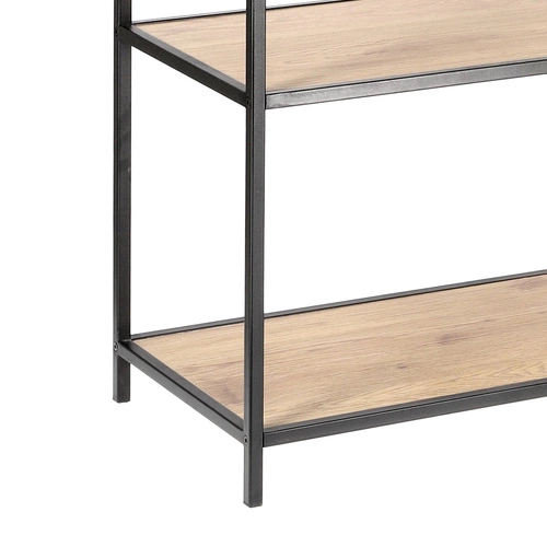 Regał na książki Seaford IV nowoczesny loftowy do salonu 77 cm dąb i czarny metal Intesi