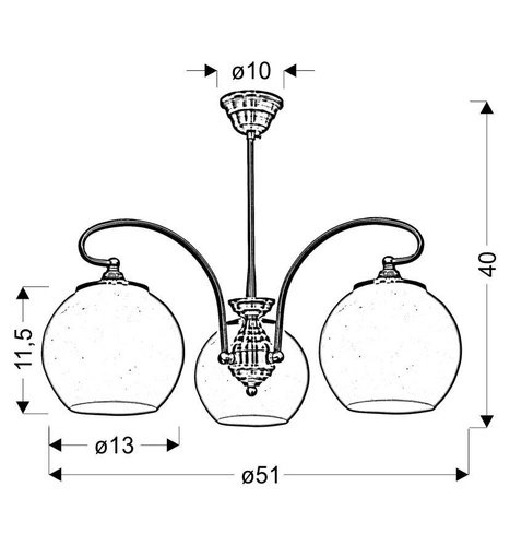 Lampa wisząca Orbit klasyczna biała i miedziana 3-punktowa do salonu i jadalni