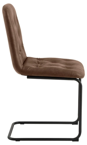 Krzesło do jadalni Kira Actona tapicerowane ekoskóra brązowe na czarnych płozach nowoczesne