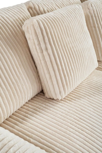 Sofa rozkładana z funkcją spania Loppie beżowa sztruksowa do salonu nowoczesna