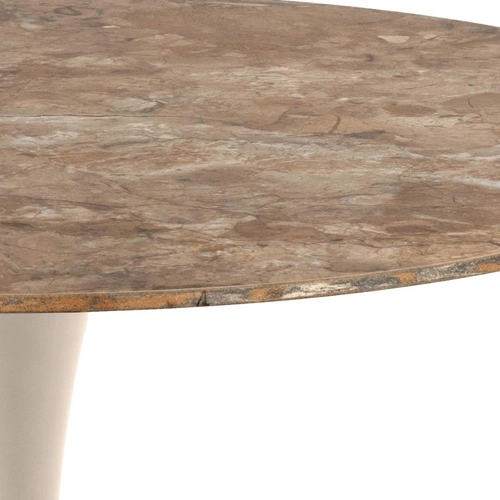 Stół okrągły Malta Actona 90 cm do jadalni ceramika brąz beż nowoczesny