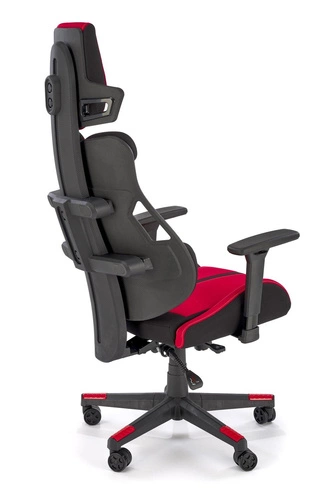 Fotel gamingowy Abruzzi ergonomiczny obrotowy z zagłówkiem czerwony/czarny do biurka