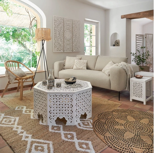 Fotel wypoczynkowy rattanowy Dream boho do salonu i ogrodu naturalny lekki sztaplowany