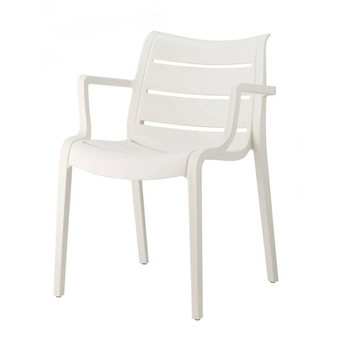 Krzesło ogrodowe Sunset SCAB Design białe z tworzywa sztaplowane z podłokietnikami łatwe czyszczenie
