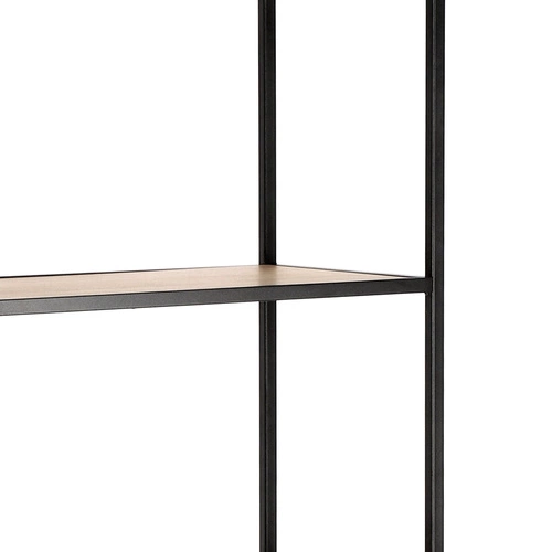 Regał na książki Oxford IV nowoczesny loftowy do salonu 77 cm dąb i czarny metal Intesi