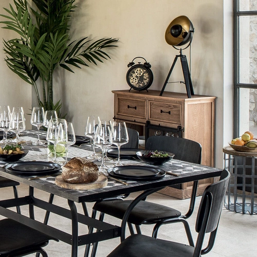 Komoda Danik industrialna z szybą, drewniana komoda do salonu i sypialni 94 cm Atmosphera