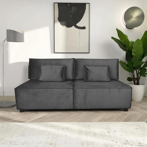Sofa rozkładana Toro z funkcją spania i pojemnikiem do salonu szara nowoczesna 2-osobowa