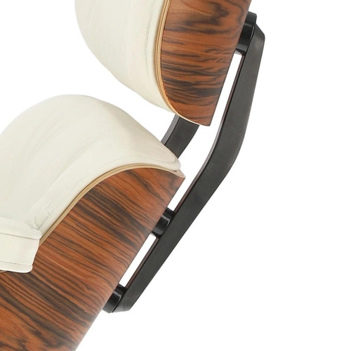 Fotel obrotowy Vip Lounge Chair skórzany do salonu z podnóżkiem nowoczesny biały
