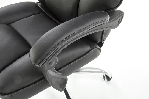 Fotel biurowy ergonomiczny Nalvi czarny z podnóżkiem skórzany obrotowy do biura