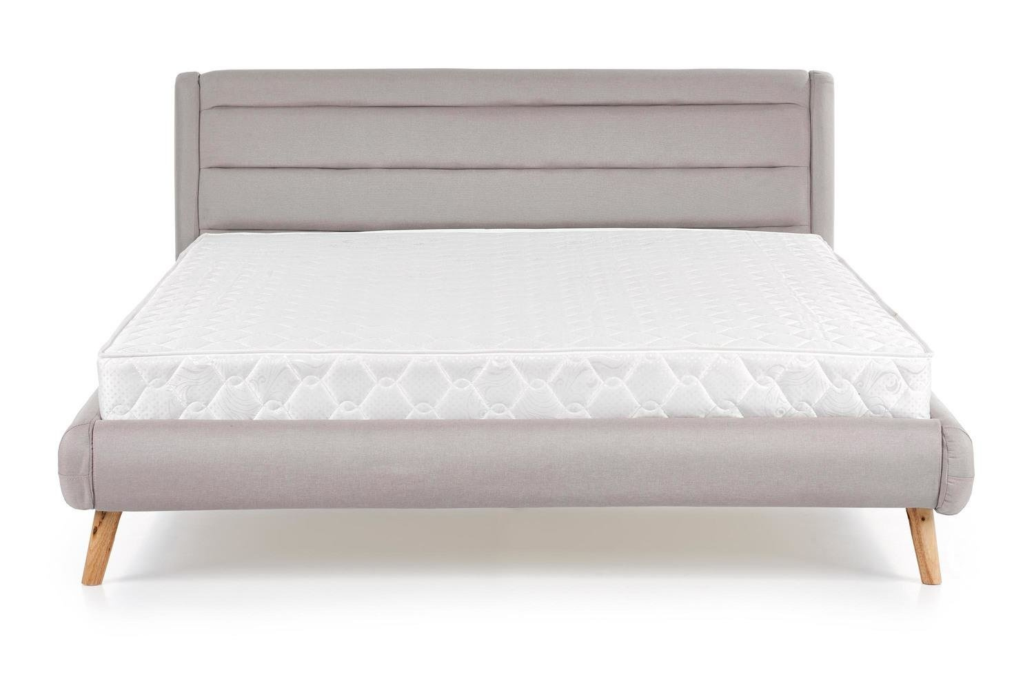 Łóżko tapicerowane kontynentalne Landi 160x200 do sypialni popielate skandynawskie