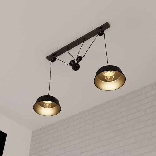 Lampa sufitowa wisząca Ezio czarna metalowa regulowana do salonu kuchni lub nad stół