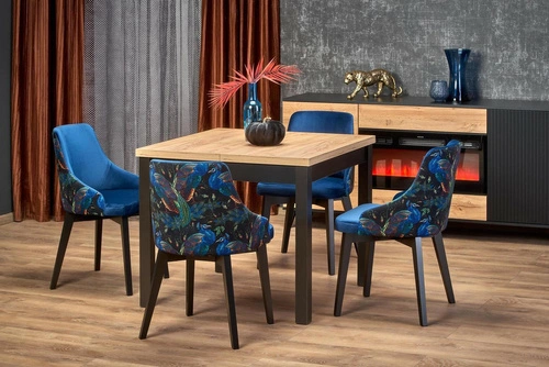 Stół rozkładany do jadalni Tiago 90-125x90 nowoczesny dąb artisan czarne nogi Intesi