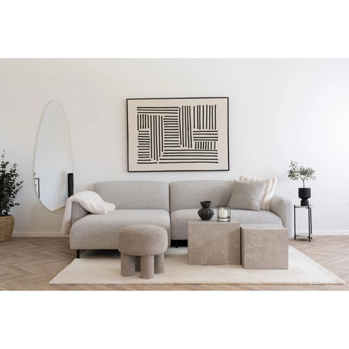 Narożnik Salvador lewy boucle beżowy skandynawski do salonu na czarnych nóżkach