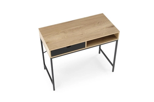 Biurko do pracy Bocka nowoczesne loftowe z szufladą i półką naturalny/czarny 95 cm