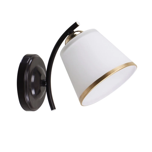 Kinkiet ścienny Greco klasyczny czarno-złoty ze szklanym kloszem do salonu i sypialni 21 cm