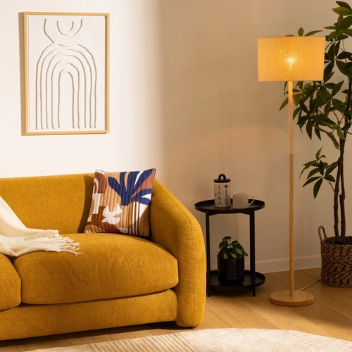 Lampa podłogowa Della 149cm beżowa/  sosna