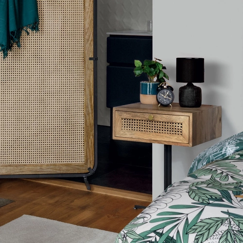 Lampka nocna ceramiczna czarna Salta Atmosphera nowoczesna z abażurem do sypialni 26,5 cm